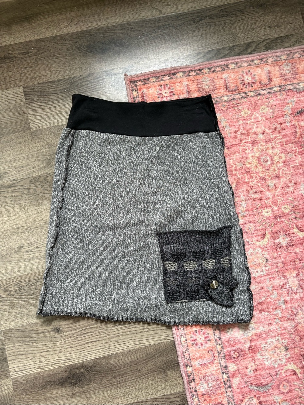 Women’s Knit Skirt | Gray with Black Waistband | XS to S